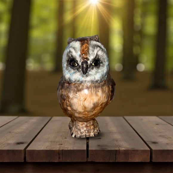 Nora Fenton Hand-Painted naturalistic Italy Ceramic Owl Figurine 12